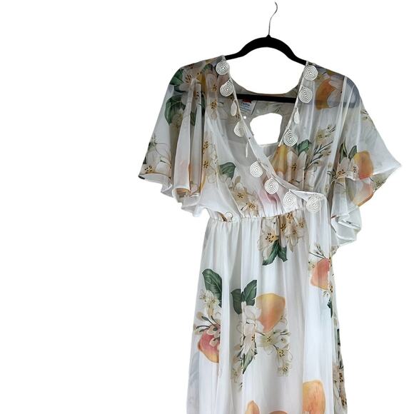 Farm Rio‎ X Anthropologie Eloisa White Floral Sheer Dress Size Small - Picture 6 of 9